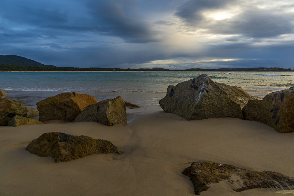 Beach and Stones at Sunset in Australia