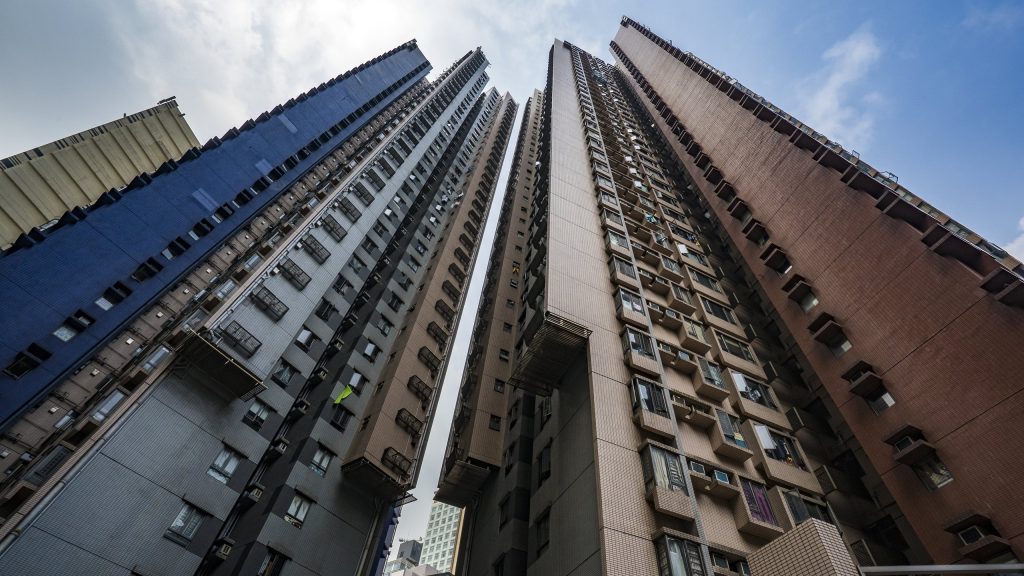 Hollywood Terrace Wohngebäude in Sheung Wan, Hong Kong.